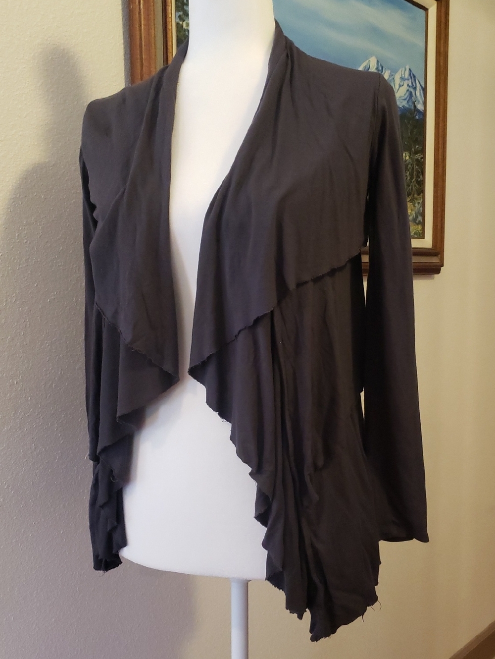 Drape Front Cardigan, Gray. Women's Size Small